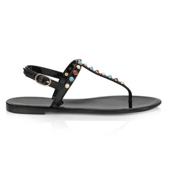 Stuart Weitzman Sawyer Sandals Jelly Thong Strappy Multicolor Charms Slingback - Picture 6 of 8